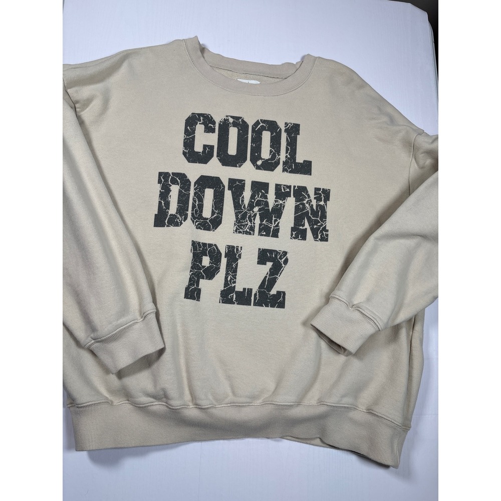 OFFLINE by Aerie Womens Cool‎ Down Plz Graphic Sweatshirt Beige Oversized Large